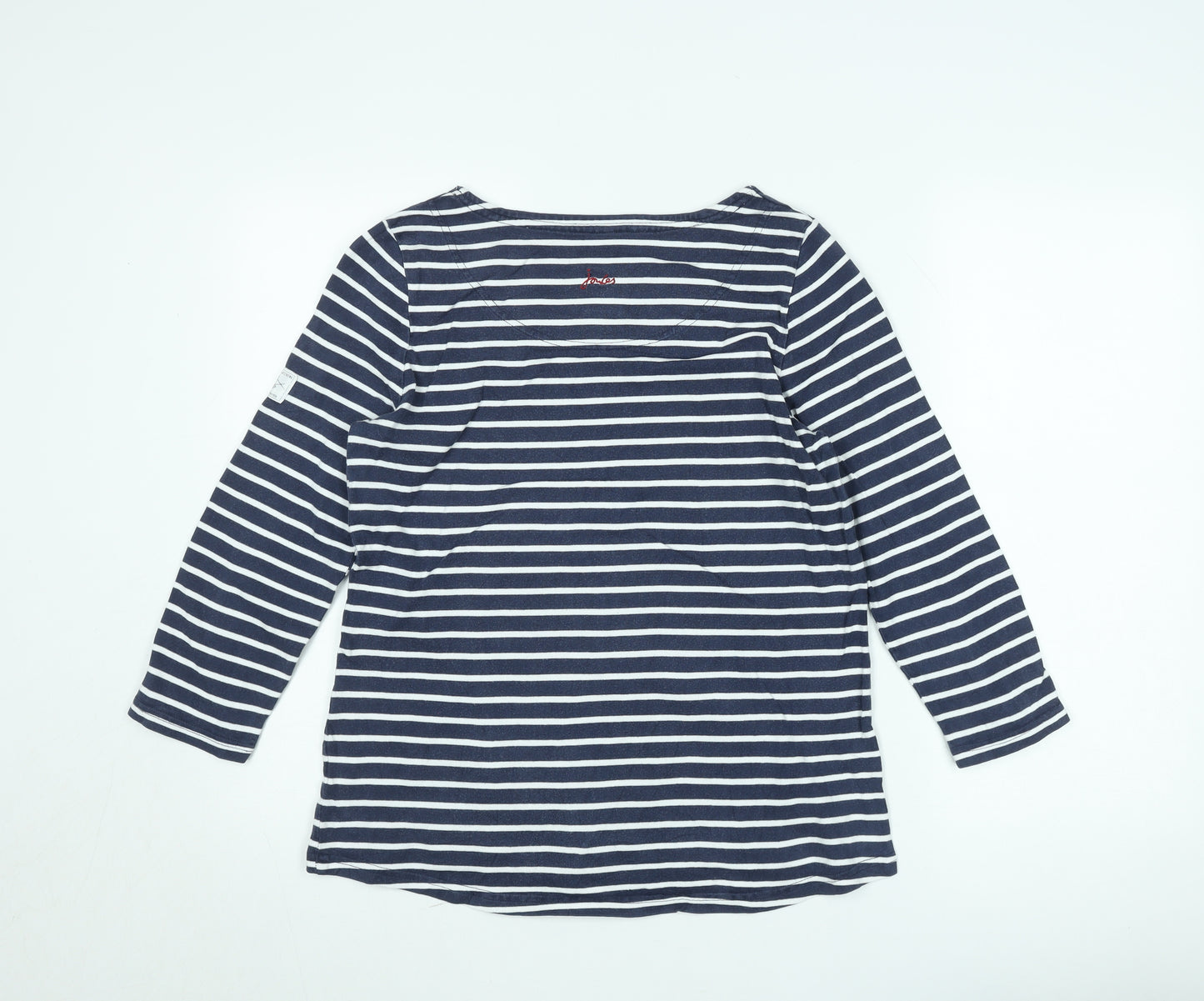 Joules Women's Blue Striped Long Sleeve Boat Neck Cotton T-Shirt Size 12