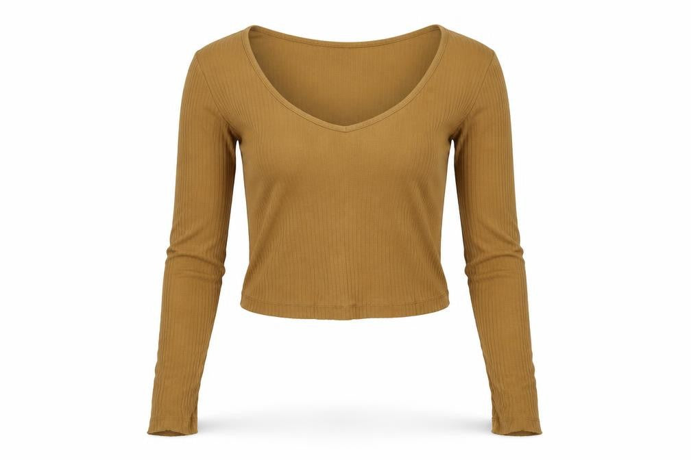 Topshop Women’s Beige Ribbed Long Sleeve Scoop Neck Jumper Size 10