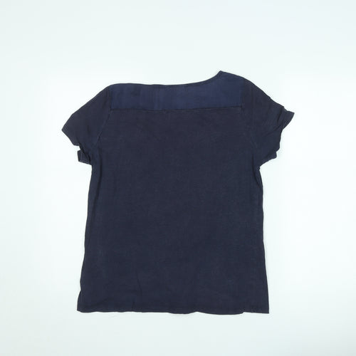 White Stuff Women's Blue Short Sleeve Cotton Lyocell Blouse Size 12