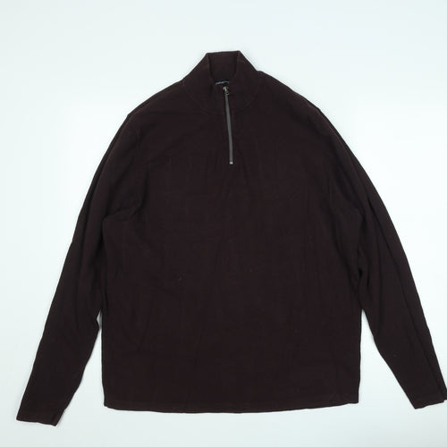 Red Herring Mens Brown XL 1/2 Zip Mock Neck Knit Sweatshirt