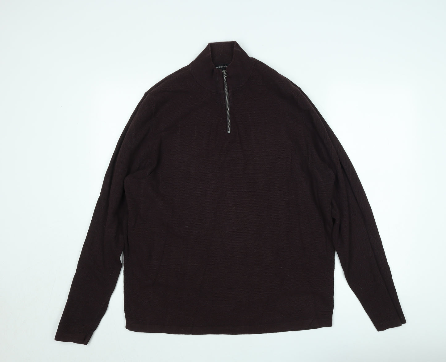 Red Herring Mens Brown XL 1/2 Zip Mock Neck Knit Sweatshirt