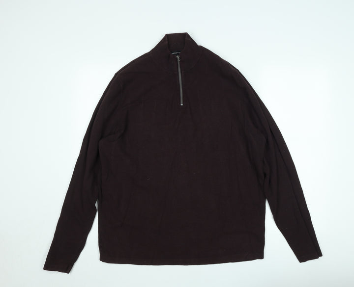 Red Herring Mens Brown XL 1/2 Zip Mock Neck Knit Sweatshirt