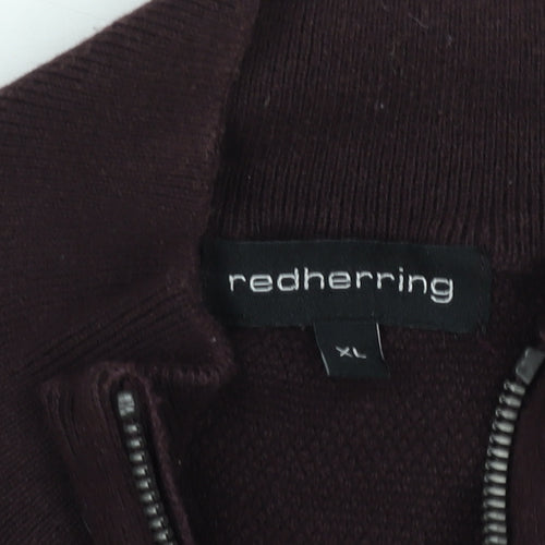 Red Herring Mens Brown XL 1/2 Zip Mock Neck Knit Sweatshirt