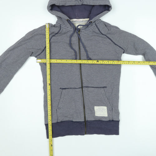 Jack Wills Women's Blue Striped Full Zip Hoodie Jumper Size 10