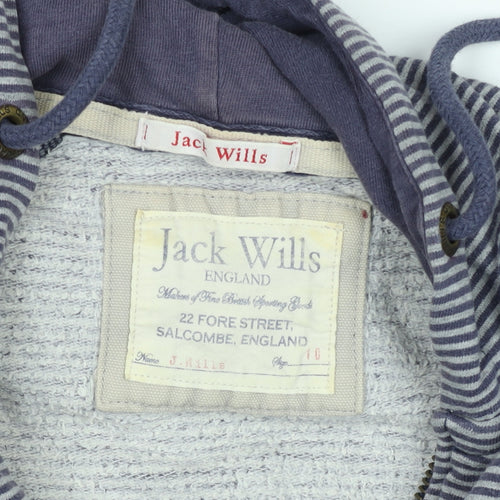 Jack Wills Women's Blue Striped Full Zip Hoodie Jumper Size 10