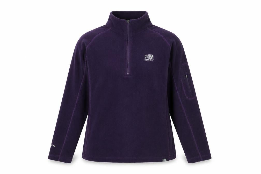Karrimor Women's Purple 1/4 Zip Fleece Sweatshirt UK 12 Outdoor Hiking