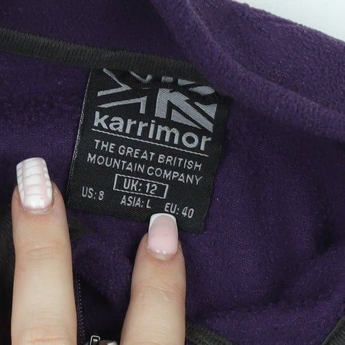Karrimor Women's Purple 1/4 Zip Fleece Sweatshirt UK 12 Outdoor Hiking