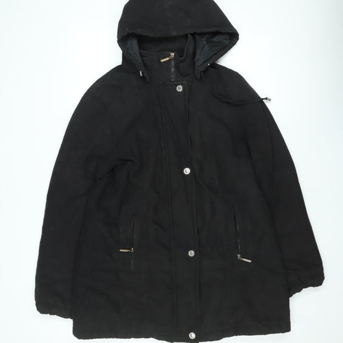 Klassik Womens Black Size 12 Hooded Parka Coat