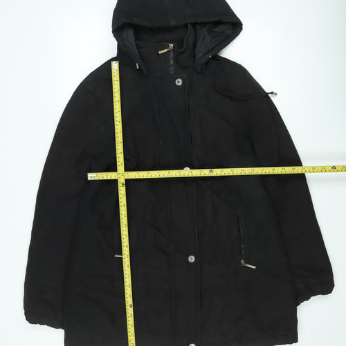 Klassik Womens Black Size 12 Hooded Parka Coat