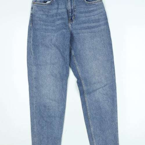 MNG Women Blue High Rise Mom Jeans Size 8 Denim Regular Fit