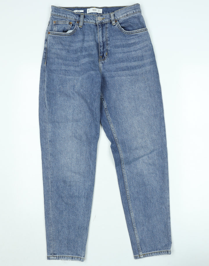 MNG Women Blue High Rise Mom Jeans Size 8 Denim Regular Fit