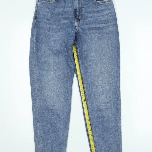 MNG Women Blue High Rise Mom Jeans Size 8 Denim Regular Fit