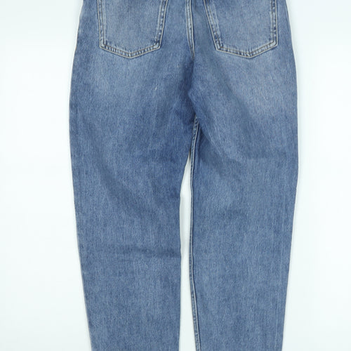 MNG Women Blue High Rise Mom Jeans Size 8 Denim Regular Fit