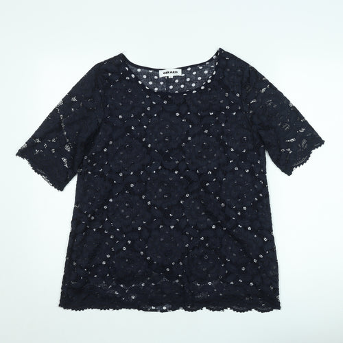 Gerard Women Black Lace Floral Short Sleeve Blouse Size 12