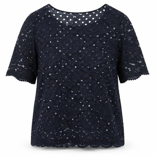 Gerard Women Black Lace Floral Short Sleeve Blouse Size 12