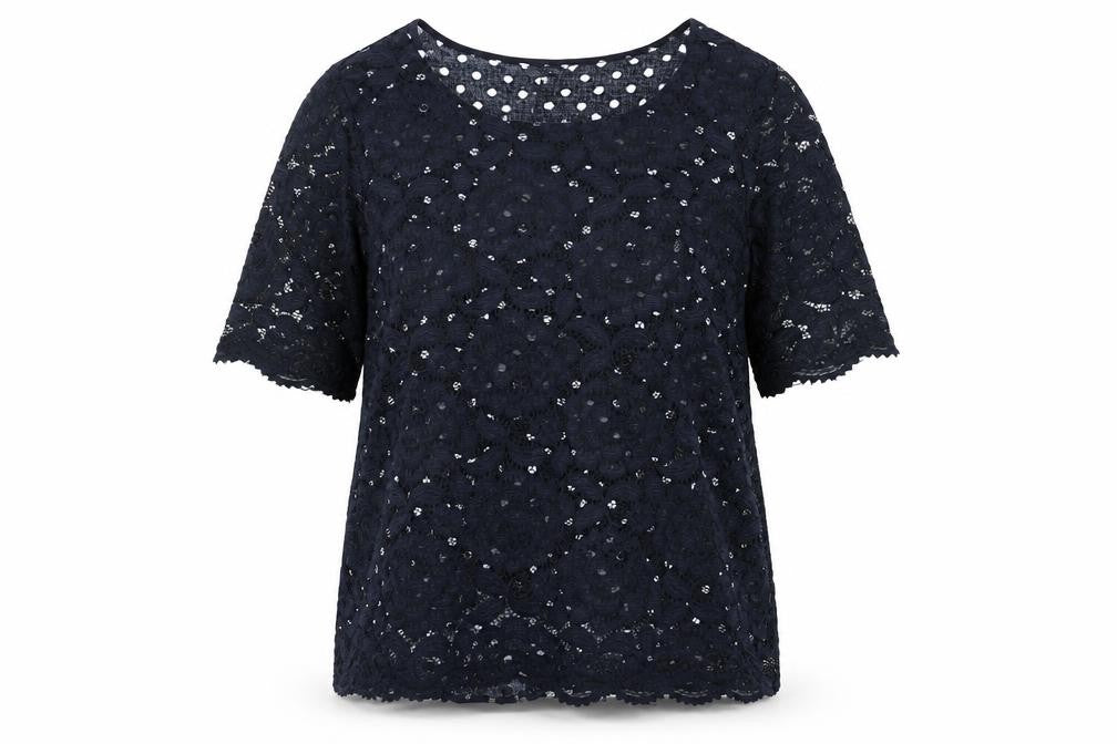 Gerard Women Black Lace Floral Short Sleeve Blouse Size 12