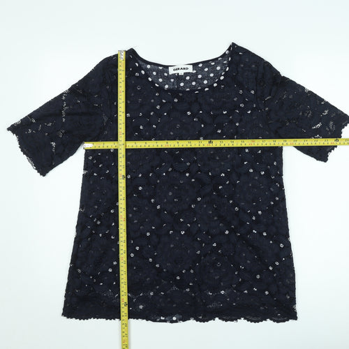Gerard Women Black Lace Floral Short Sleeve Blouse Size 12