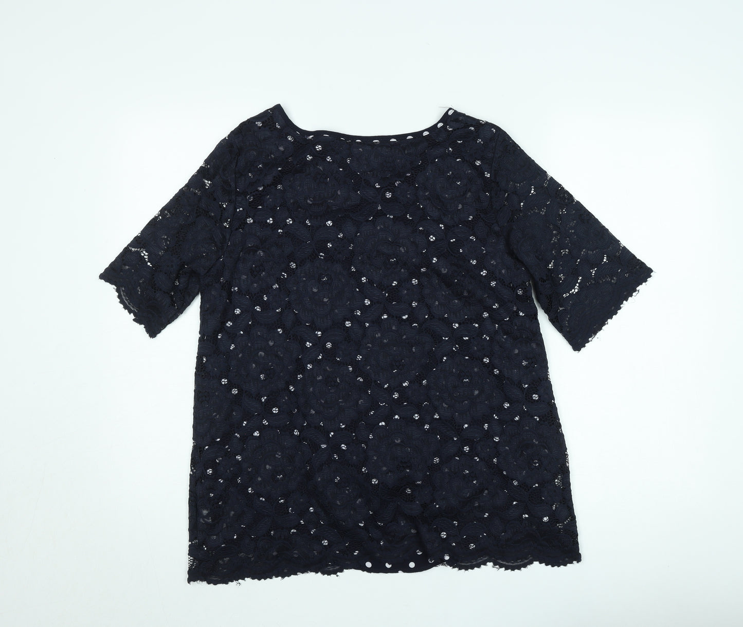 Gerard Women Black Lace Floral Short Sleeve Blouse Size 12