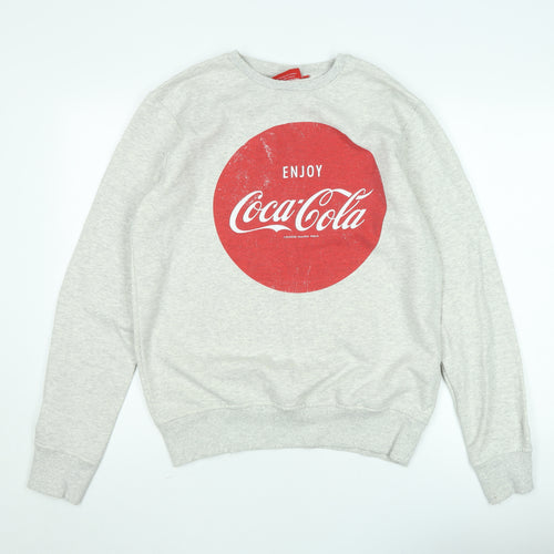 Coca-Cola Women's Grey Pullover Sweatshirt L Graphic Print Casual