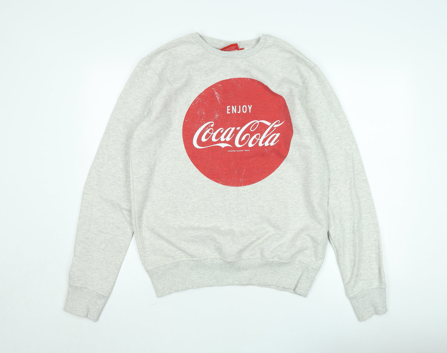 Coca-Cola Women's Grey Pullover Sweatshirt L Graphic Print Casual
