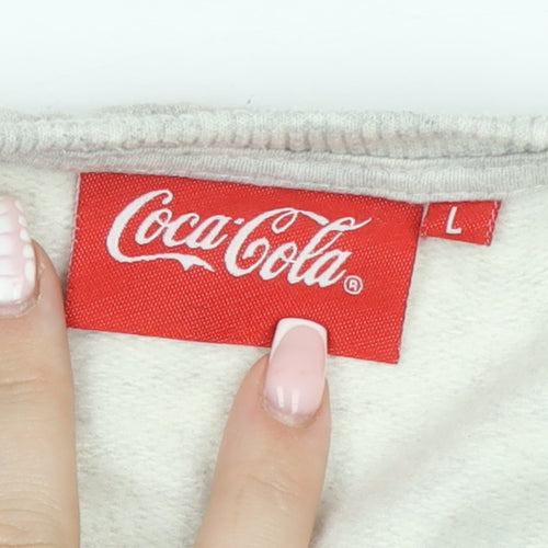 Coca-Cola Women's Grey Pullover Sweatshirt L Graphic Print Casual
