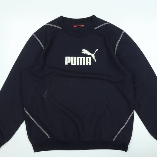 Puma Men's Black Crew Neck Sweatshirt L Logo Print Pullover