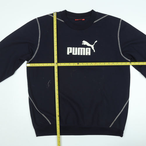 Puma Men's Black Crew Neck Sweatshirt L Logo Print Pullover