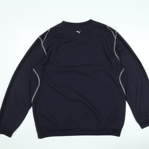 Puma Men's Black Crew Neck Sweatshirt L Logo Print Pullover