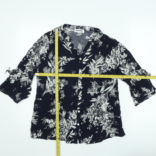 Gerard Womens Black Floral Tunic Blouse Size 12 Viscose 3/4 Sleeve