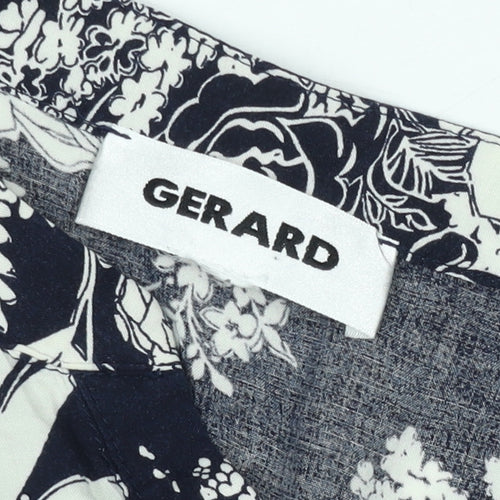 Gerard Womens Black Floral Tunic Blouse Size 12 Viscose 3/4 Sleeve
