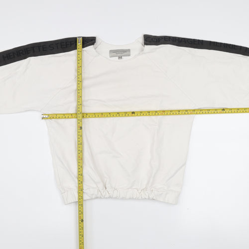 Henriette Steffensen Women White XS Logo Sleeve Pullover Sweatshirt