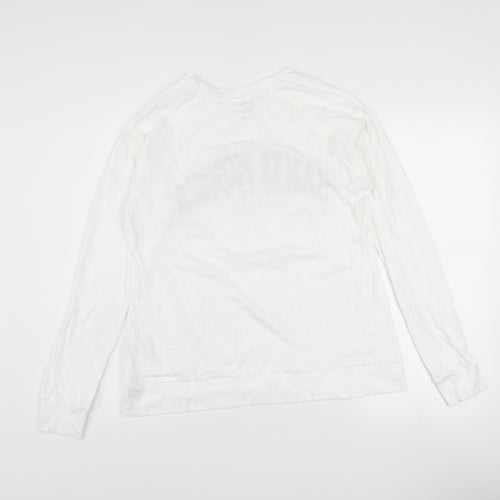 River Island Womens White Relaxed Long Sleeve Cotton T-Shirt Size 8
