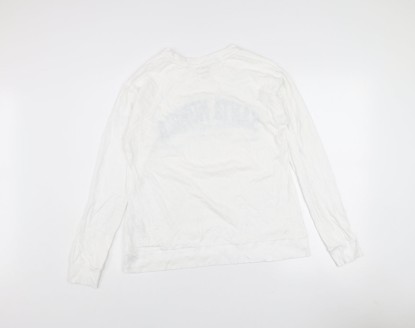 River Island Womens White Relaxed Long Sleeve Cotton T-Shirt Size 8