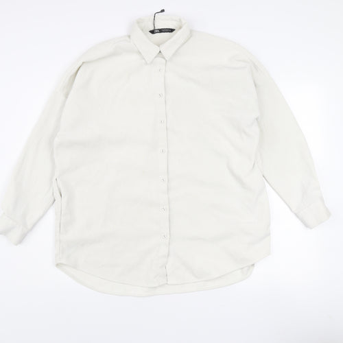 Zara Men’s White Long Sleeve Button-Up Shirt Size S Regular Fit