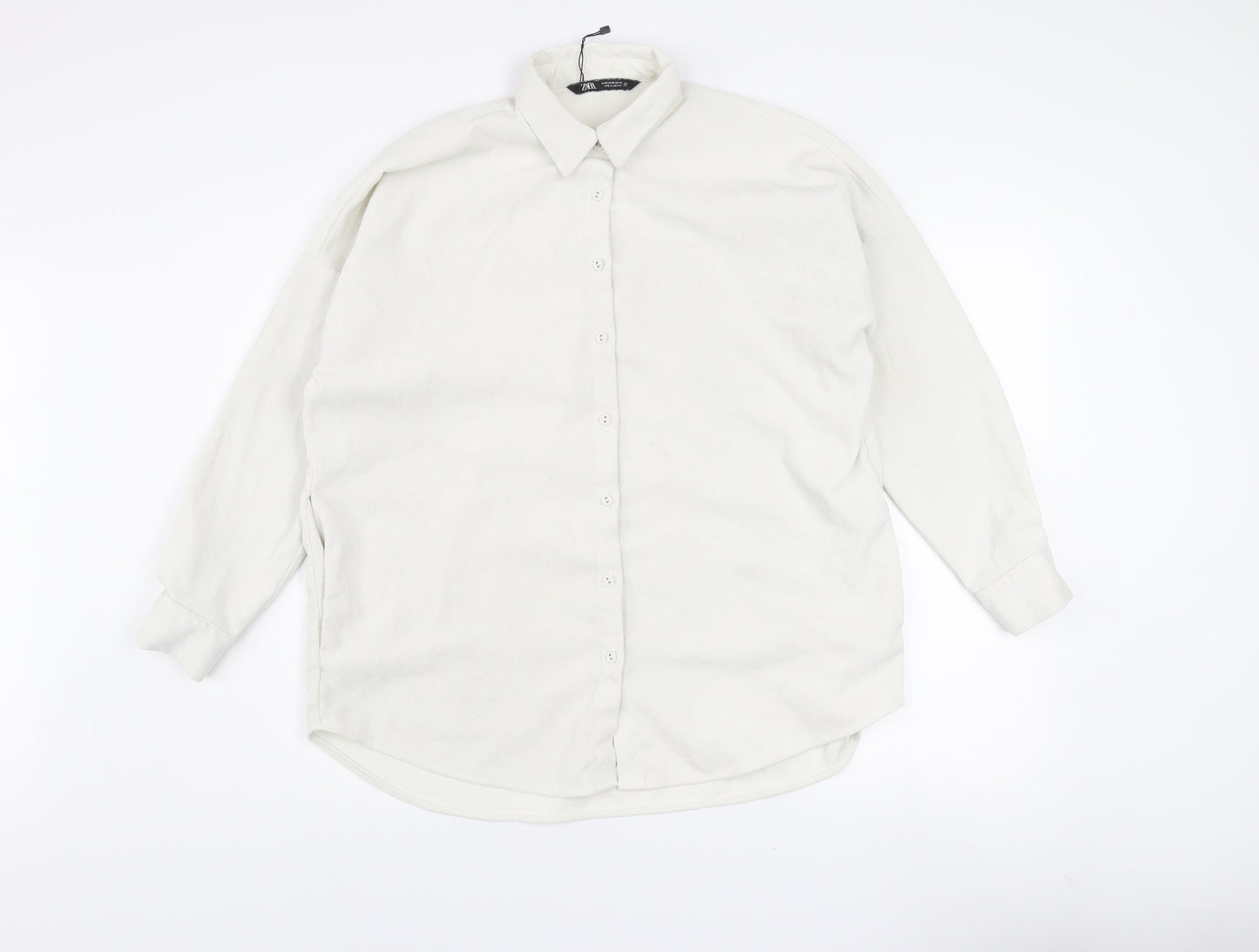 Zara Men’s White Long Sleeve Button-Up Shirt Size S Regular Fit