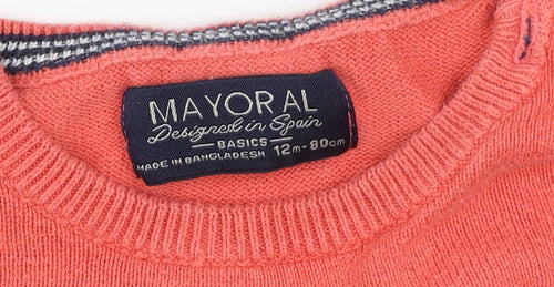 Mayoral Unisex Baby Pink Cotton Knit Pullover Jumper 12-18 Months