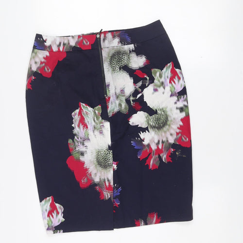 French Connection Women's Multicoloured Floral Cotton Pencil Skirt UK 12
