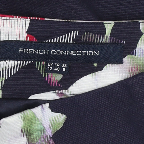 French Connection Women's Multicoloured Floral Cotton Pencil Skirt UK 12