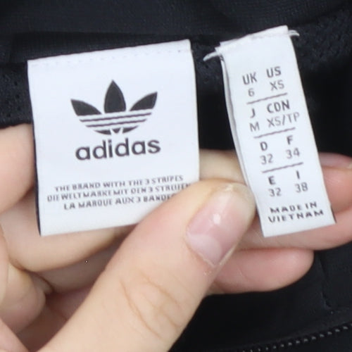 Adidas Womens Black & Ivory Full Zip Hoodie XS Classic Sportswear