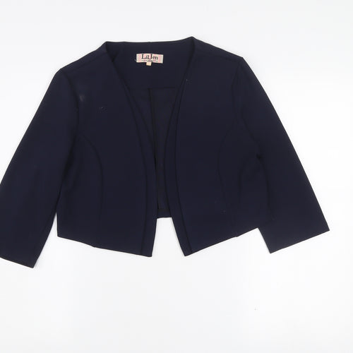 LilJen Women's Blue Cropped Shawl Blazer Size L Tailored Stretch