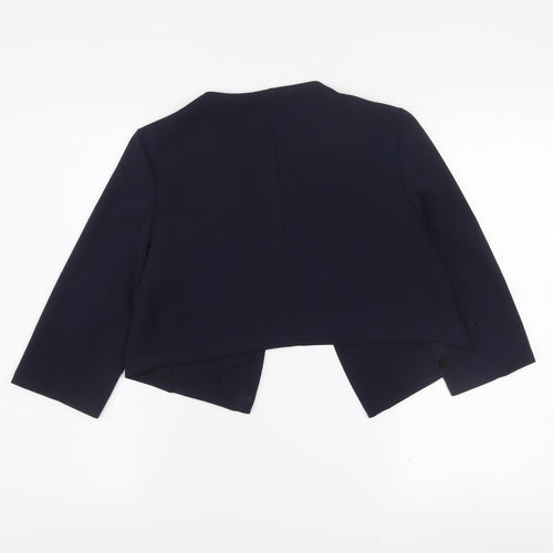 LilJen Women's Blue Cropped Shawl Blazer Size L Tailored Stretch