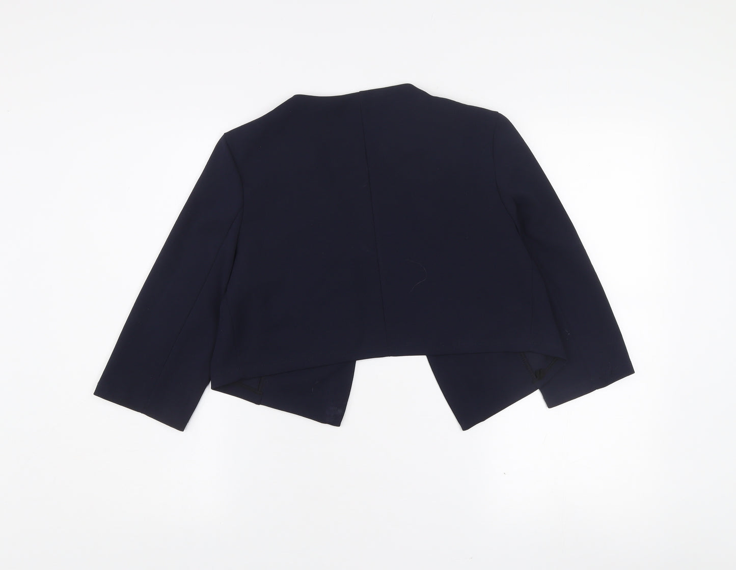 LilJen Women's Blue Cropped Shawl Blazer Size L Tailored Stretch