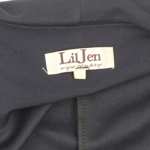 LilJen Women's Blue Cropped Shawl Blazer Size L Tailored Stretch