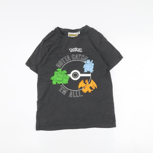 Pokémon Boys Black Graphic T-Shirt 9-10 Years Short Sleeve Crew Neck