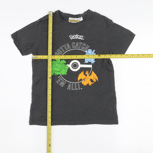 Pokémon Boys Black Graphic T-Shirt 9-10 Years Short Sleeve Crew Neck
