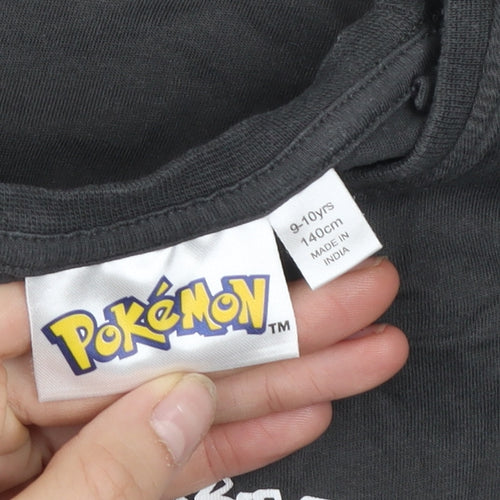 Pokémon Boys Black Graphic T-Shirt 9-10 Years Short Sleeve Crew Neck