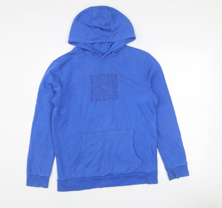 Marks and Spencer Boys Blue Pullover Hoodie 13-14 Years Gamer Graphic