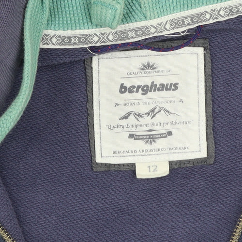 Berghaus Women's Blue Full Zip Hooded Cotton Jacket Size 12