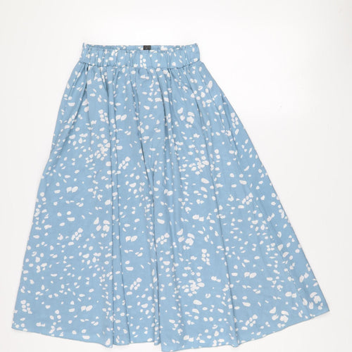 Niay Women Blue Polka Dot A-Line Knee Length Cotton Skirt Size 8