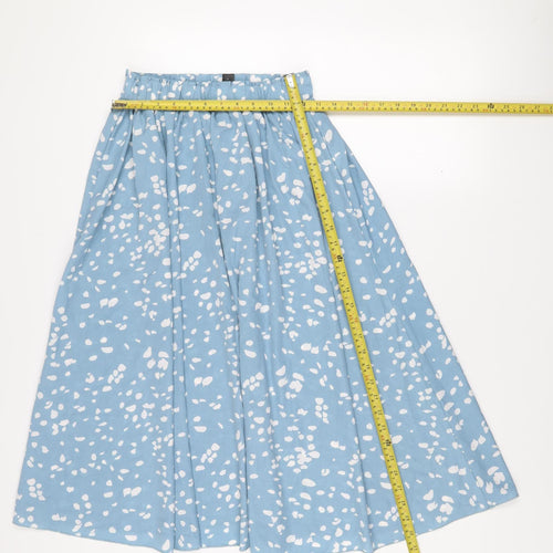 Niay Women Blue Polka Dot A-Line Knee Length Cotton Skirt Size 8
